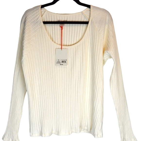 NWT Knox Rose Slim Fit Ribbed Knit Scoop Neck Stretchy Long Sleeve Top, Size XL - Picture 1 of 7